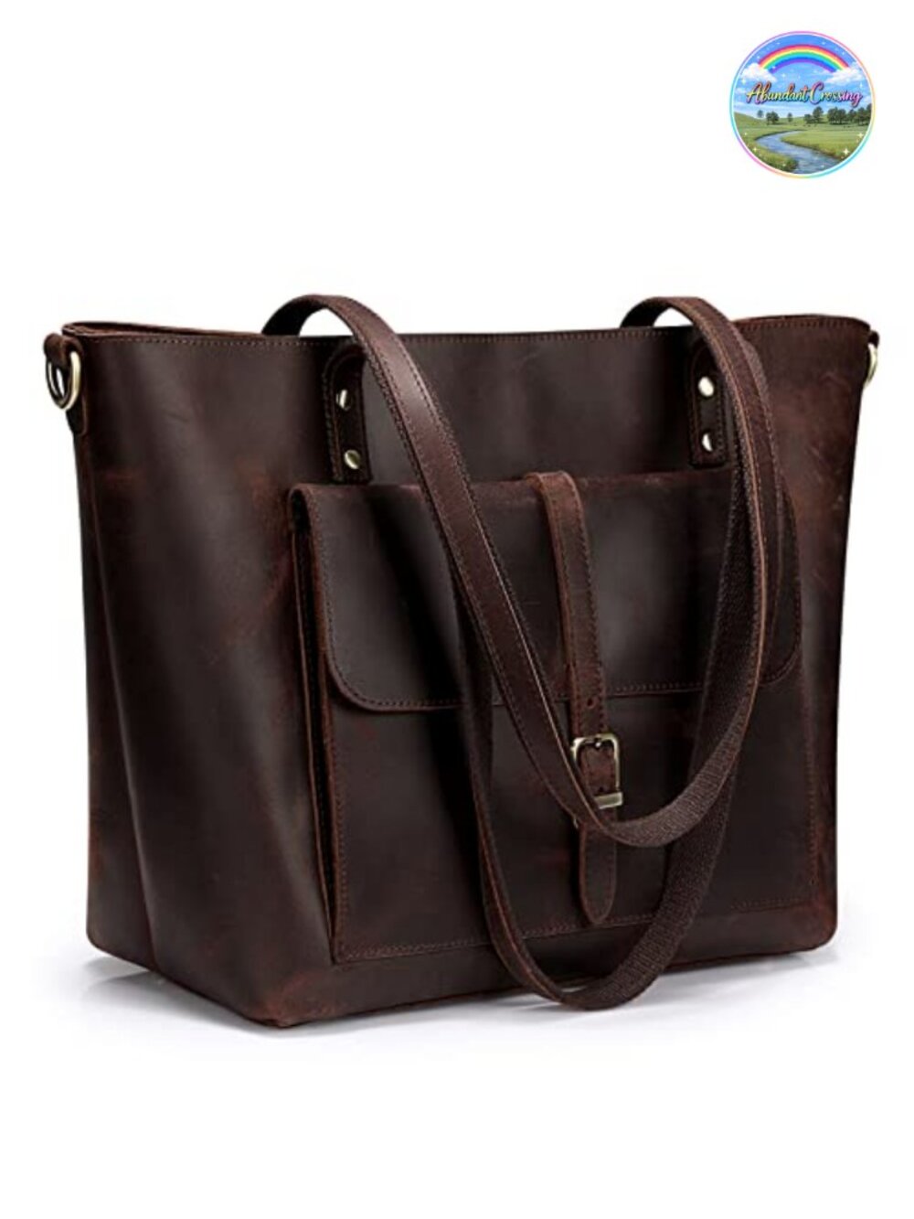 Vintage Genuine Leather Tote Bag Large Shoulder Purse Work Laptop